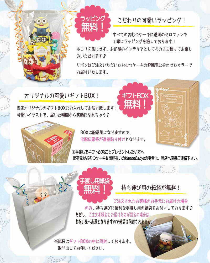 ミニオンのおむつケーキ 男の子 女の子 1段 バルーン │出産祝いに人気 赤ちゃんのお誕生日プレゼント・ギフト・ダイパーケーキ 【送料無料】mno1513
