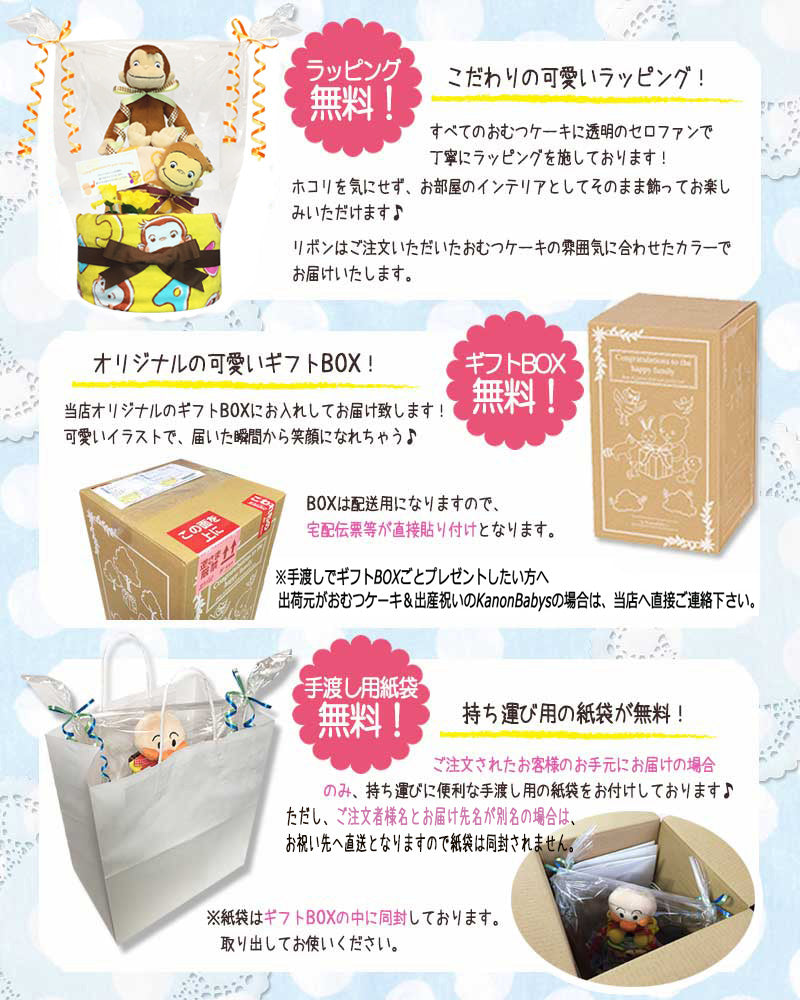 おさるのジョージのおむつケーキ 男の子 女の子 2段 │出産祝いに人気 赤ちゃんのお誕生日プレゼント・ギフト・ダイパーケーキ 【送料無料】osr2001