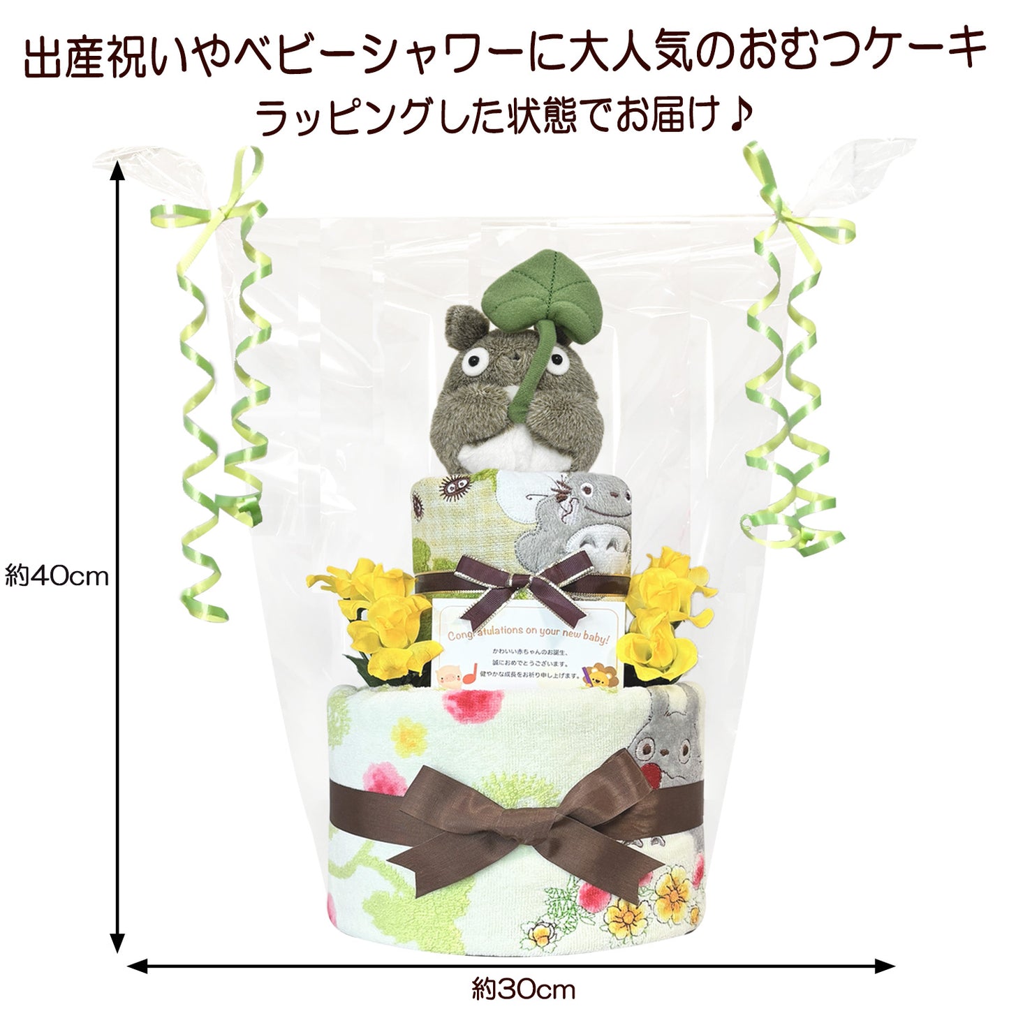となりのトトロのおむつケーキ 男の子 女の子 2段│出産祝いに人気 赤ちゃんのお誕生日プレゼント・ギフト・ダイパーケーキ 【送料無料】tot3001